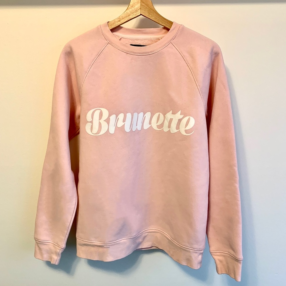 BRUNETTE THE LABEL Baby Pink and White Crew Sweatshirt S-M. New.